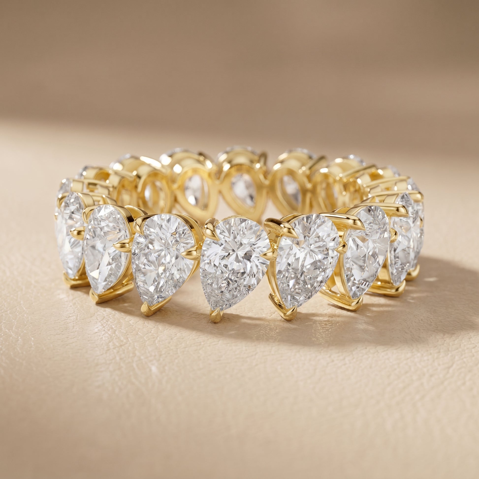 Pear Cut Lab Grown Diamond Ring in Yellow Gold