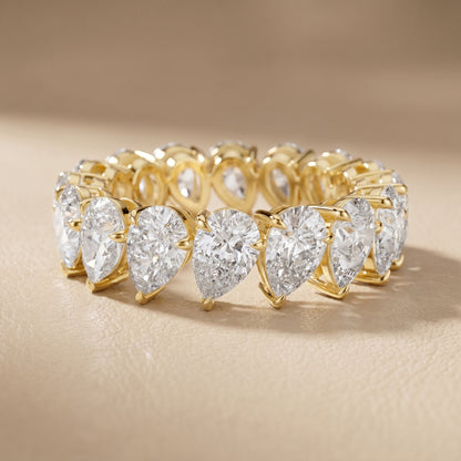 Pear Cut Lab Grown Diamond Ring in Yellow Gold