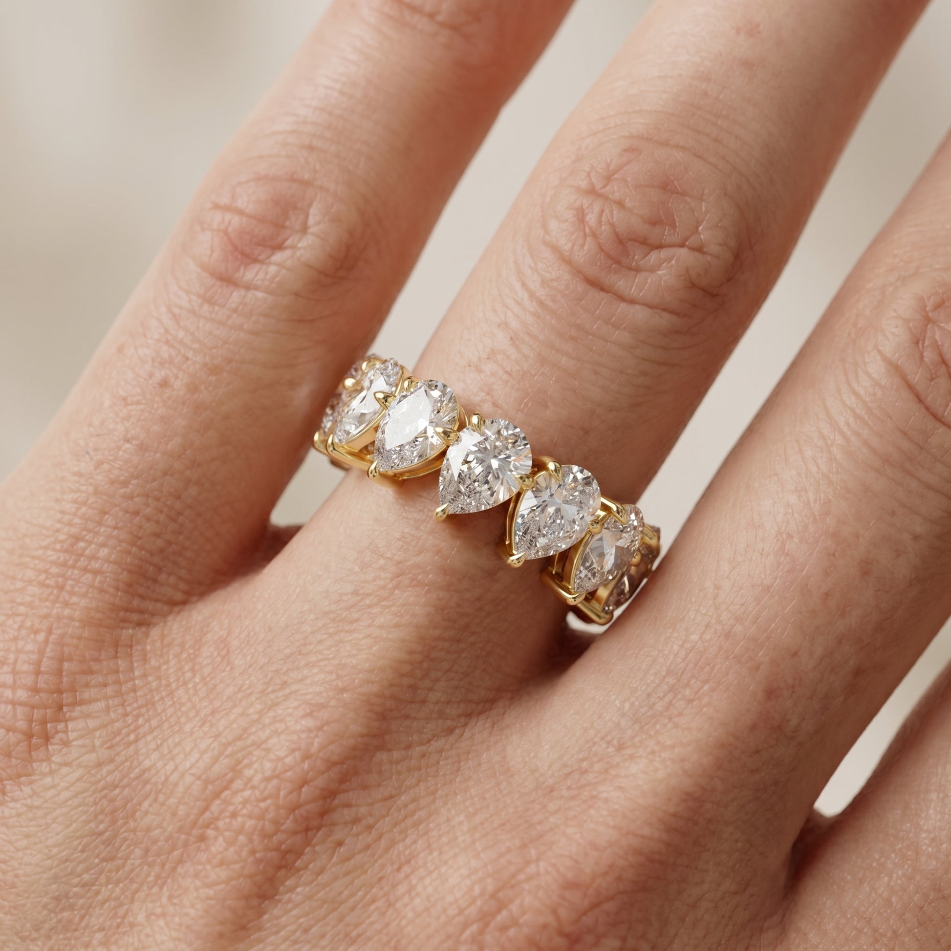 Pear Cut Lab Grown Diamond Ring in Yellow Gold