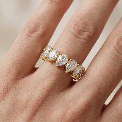 Pear Cut Lab Grown Diamond Ring in Yellow Gold