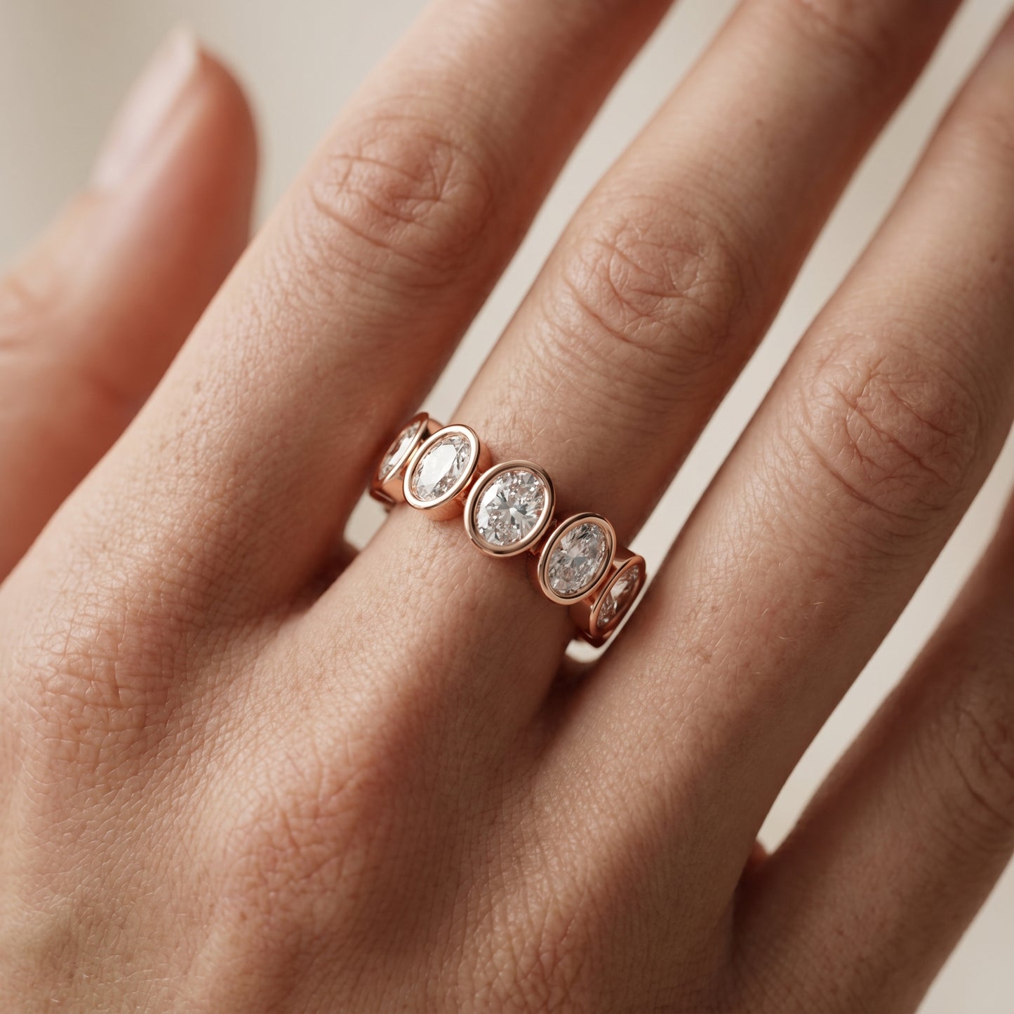Oval Cut Lab Grown Diamond Ring in Rose Gold