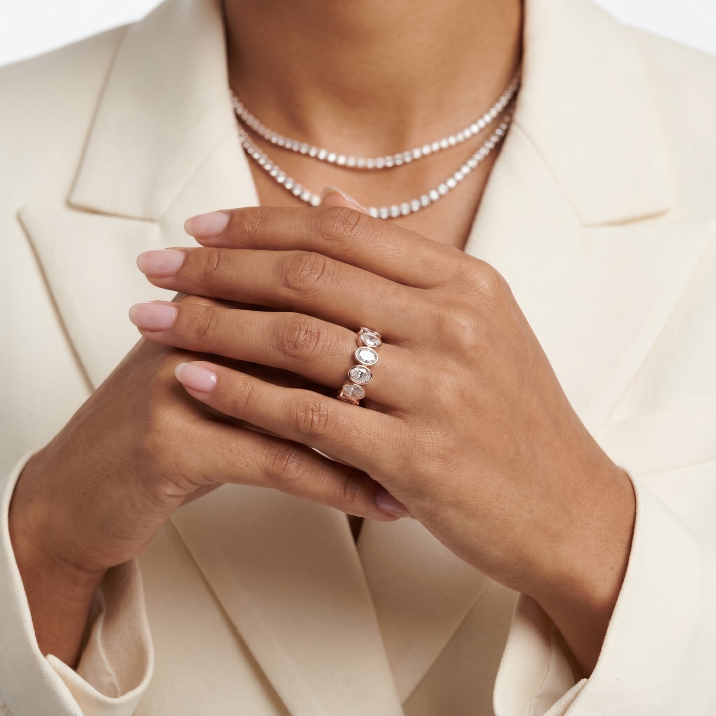 Oval Cut Lab Grown Diamond Ring in Rose Gold