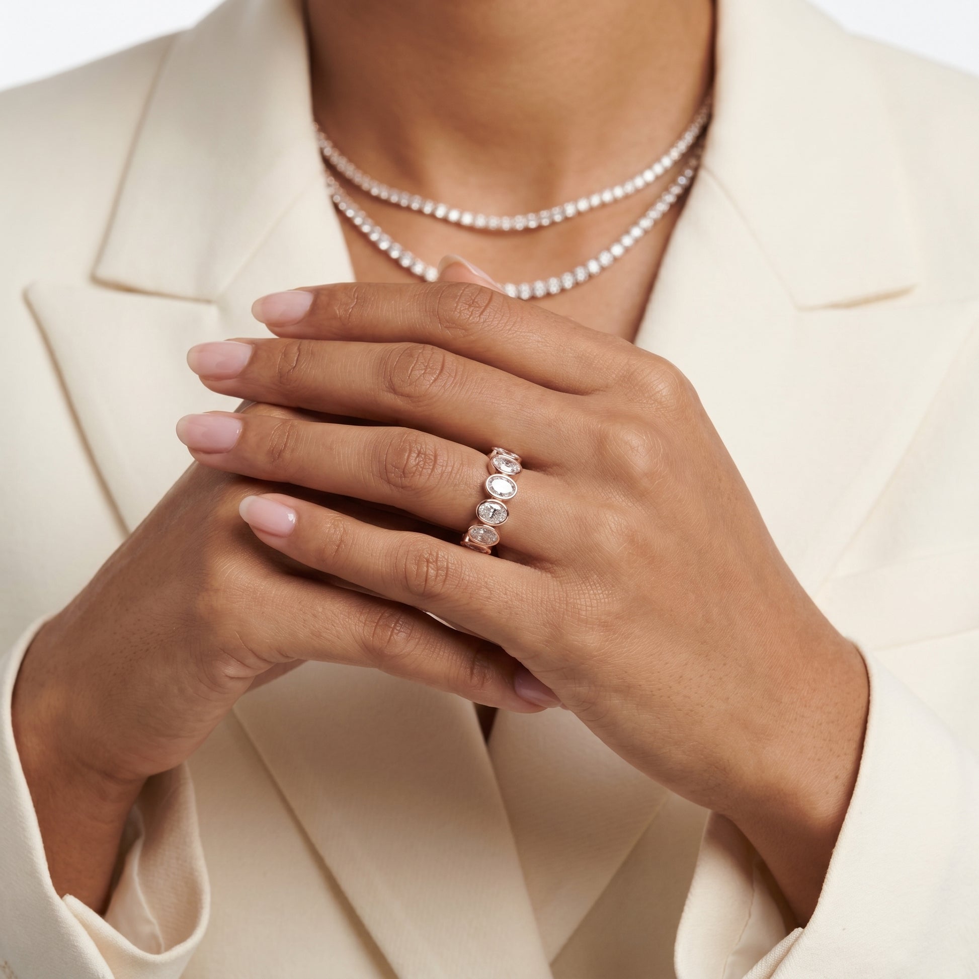 Oval Cut Lab Grown Diamond Ring in Rose Gold