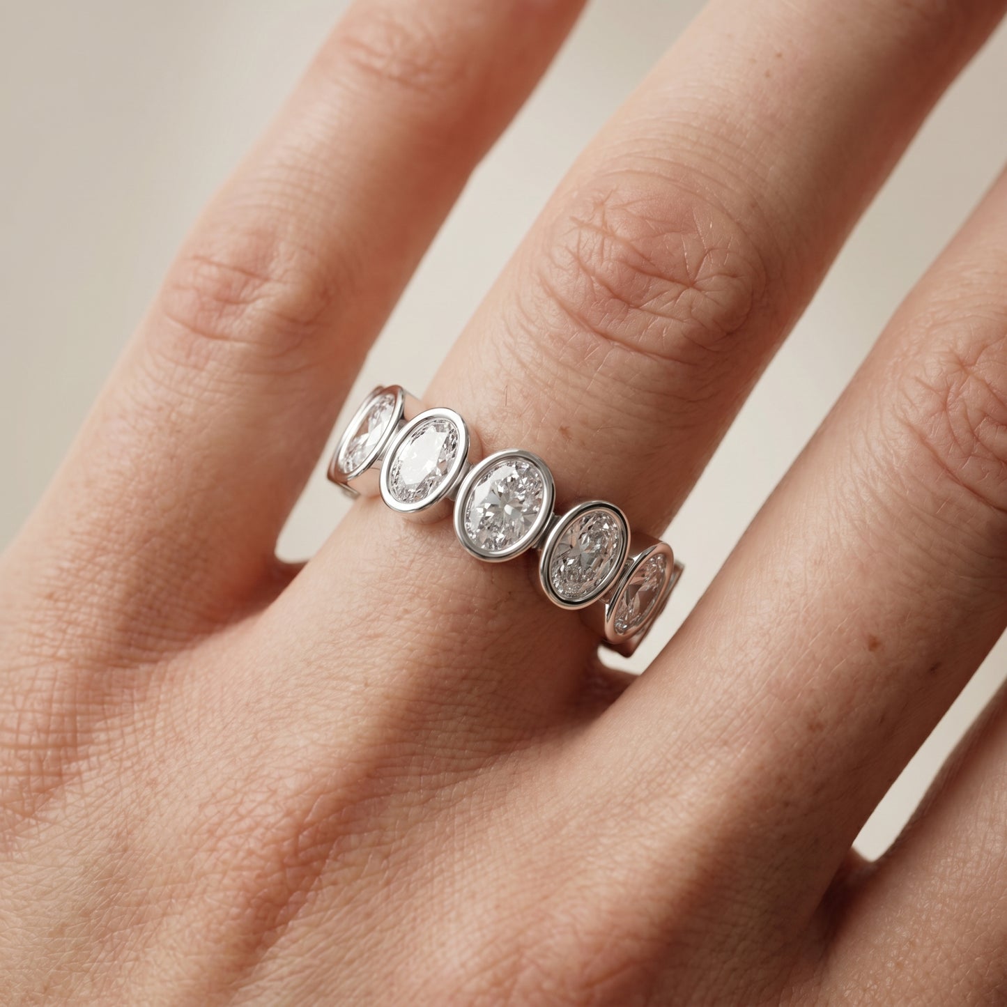 Oval Cut Lab Grown Diamond Ring in Platinum