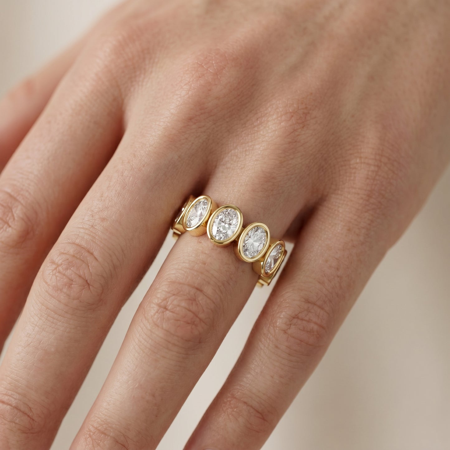 Oval Cut Lab Grown Diamond Ring in Yellow Gold