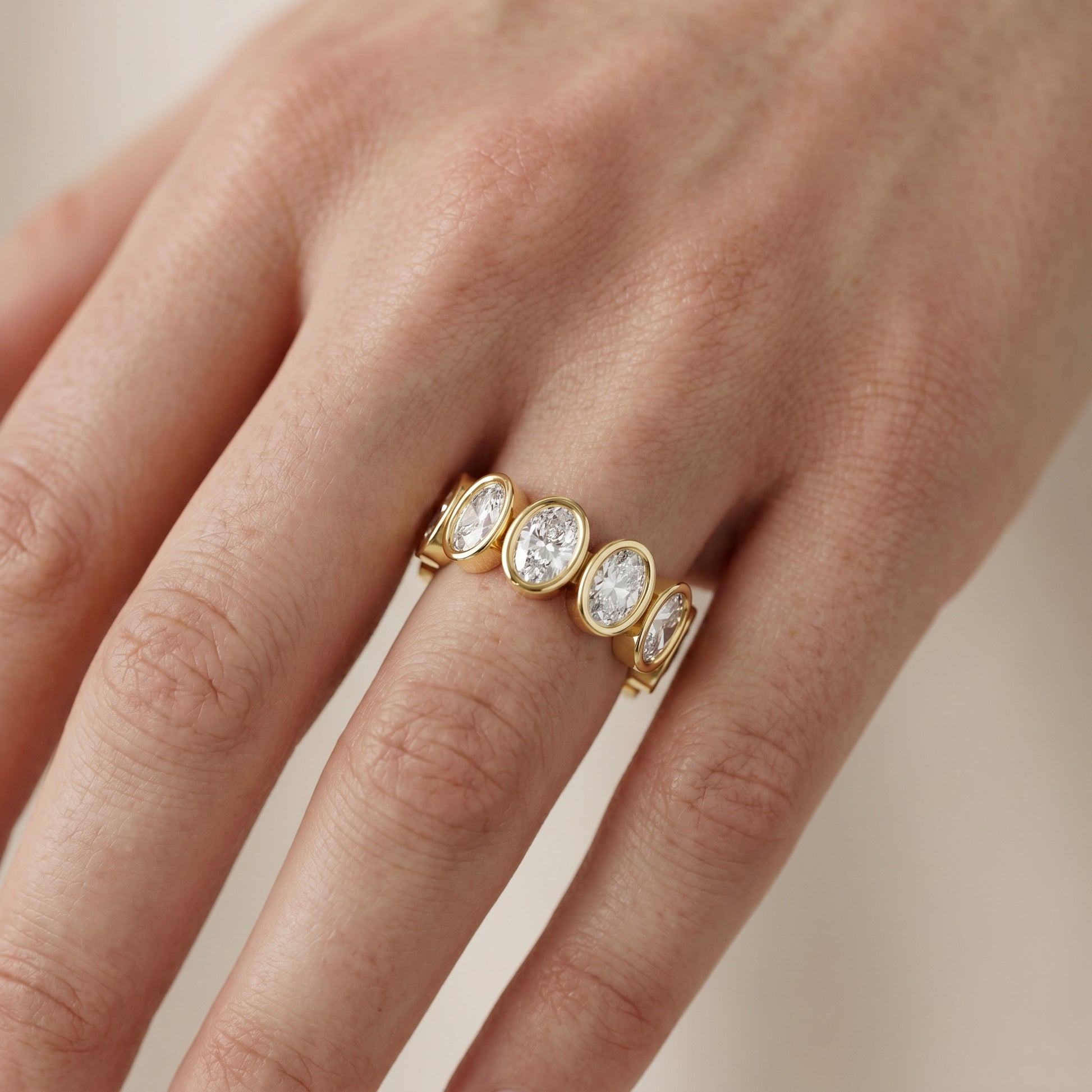 Oval Cut Lab Grown Diamond Ring in Yellow Gold