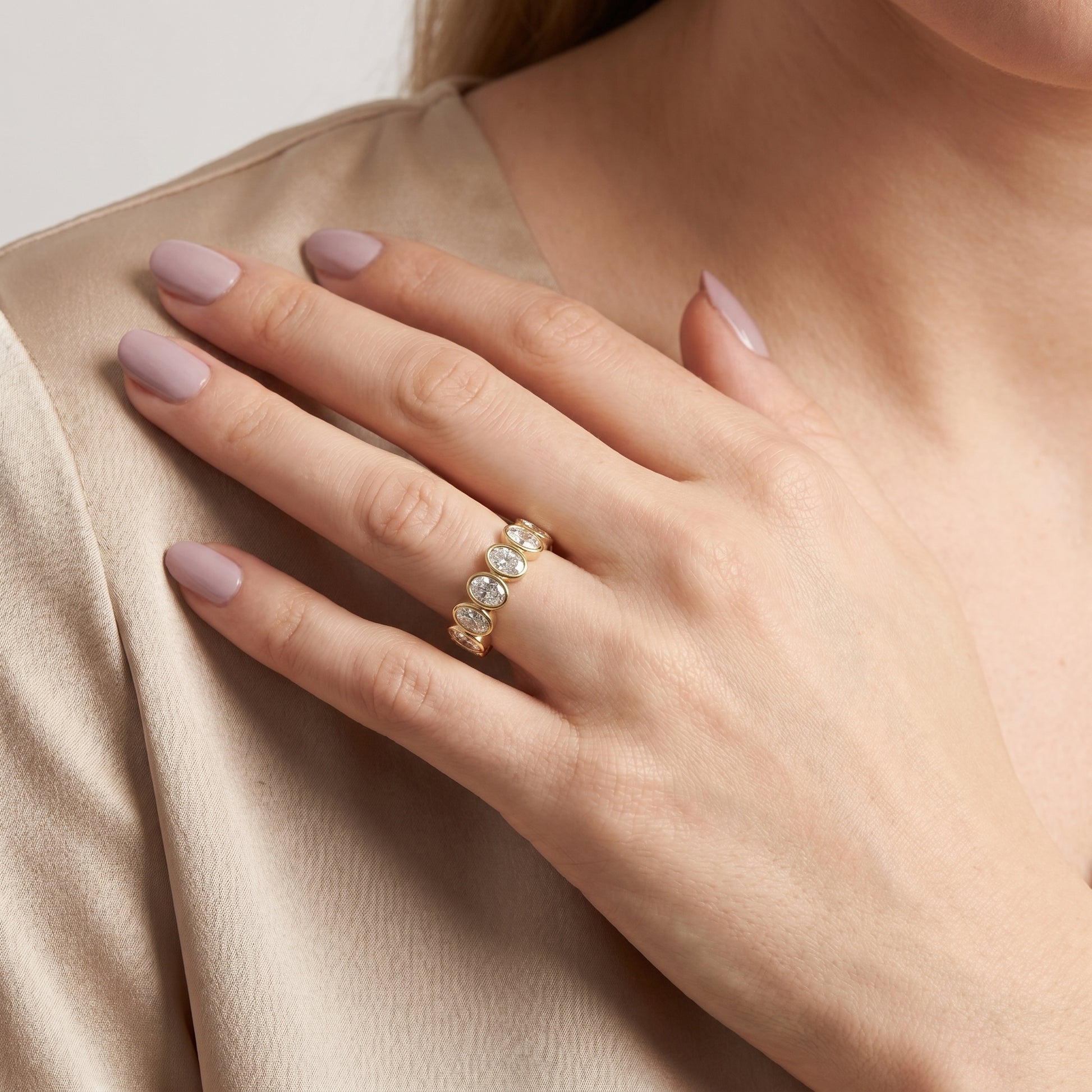 Oval Cut Lab Grown Diamond Ring in Yellow Gold