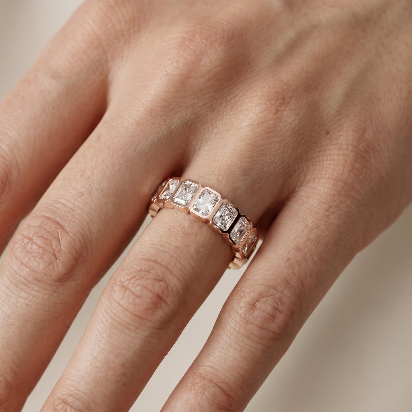 Radiant Cut Lab Grown Diamond Ring in Rose Gold