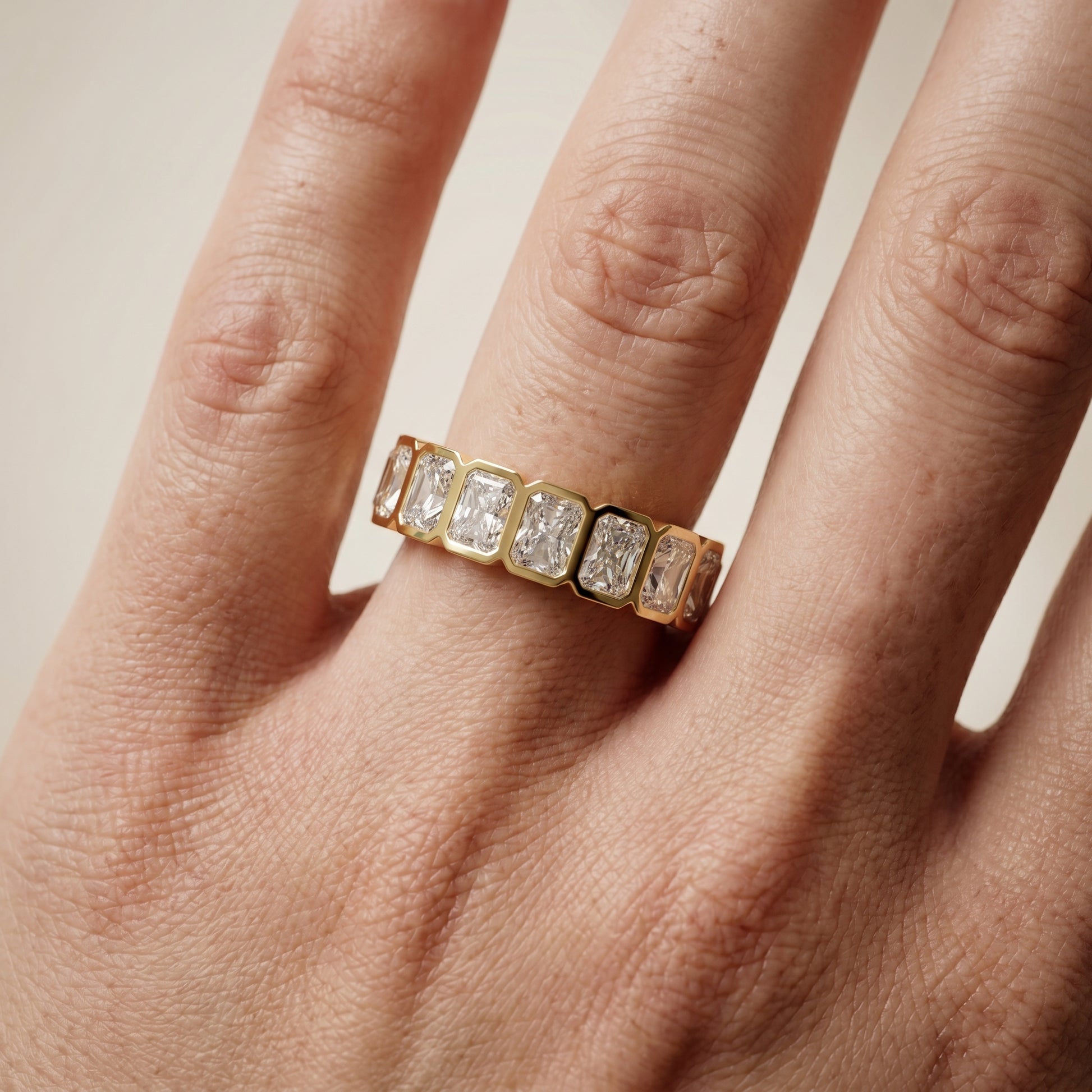 Radiant Cut Lab Grown Diamond Ring in Yellow Gold