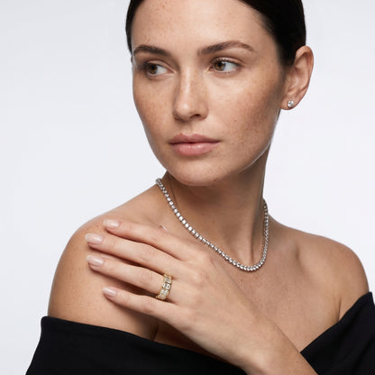 Radiant Cut Lab Grown Diamond Ring in Yellow Gold