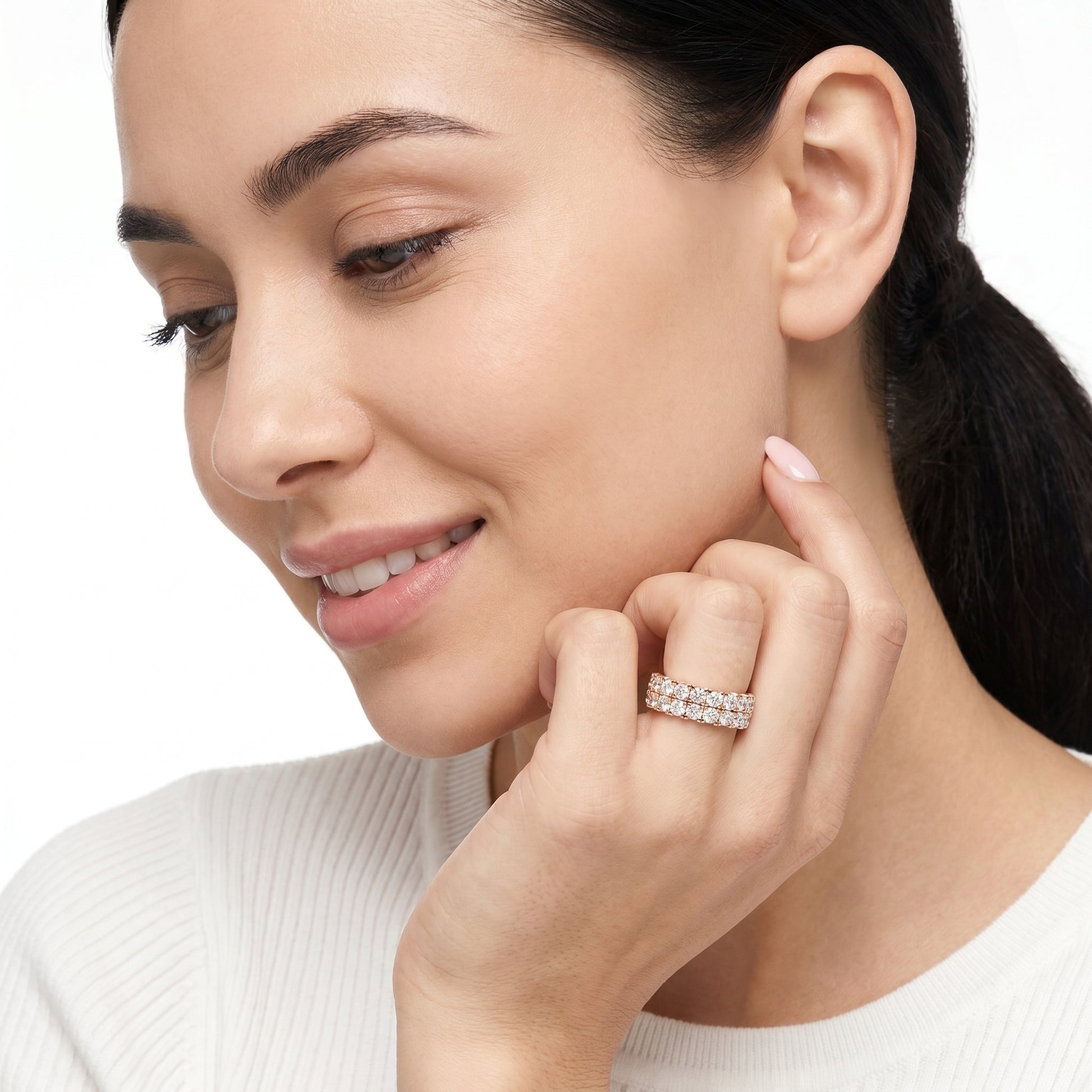 Round Cut Lab Grown Diamond Ring in Rose Gold