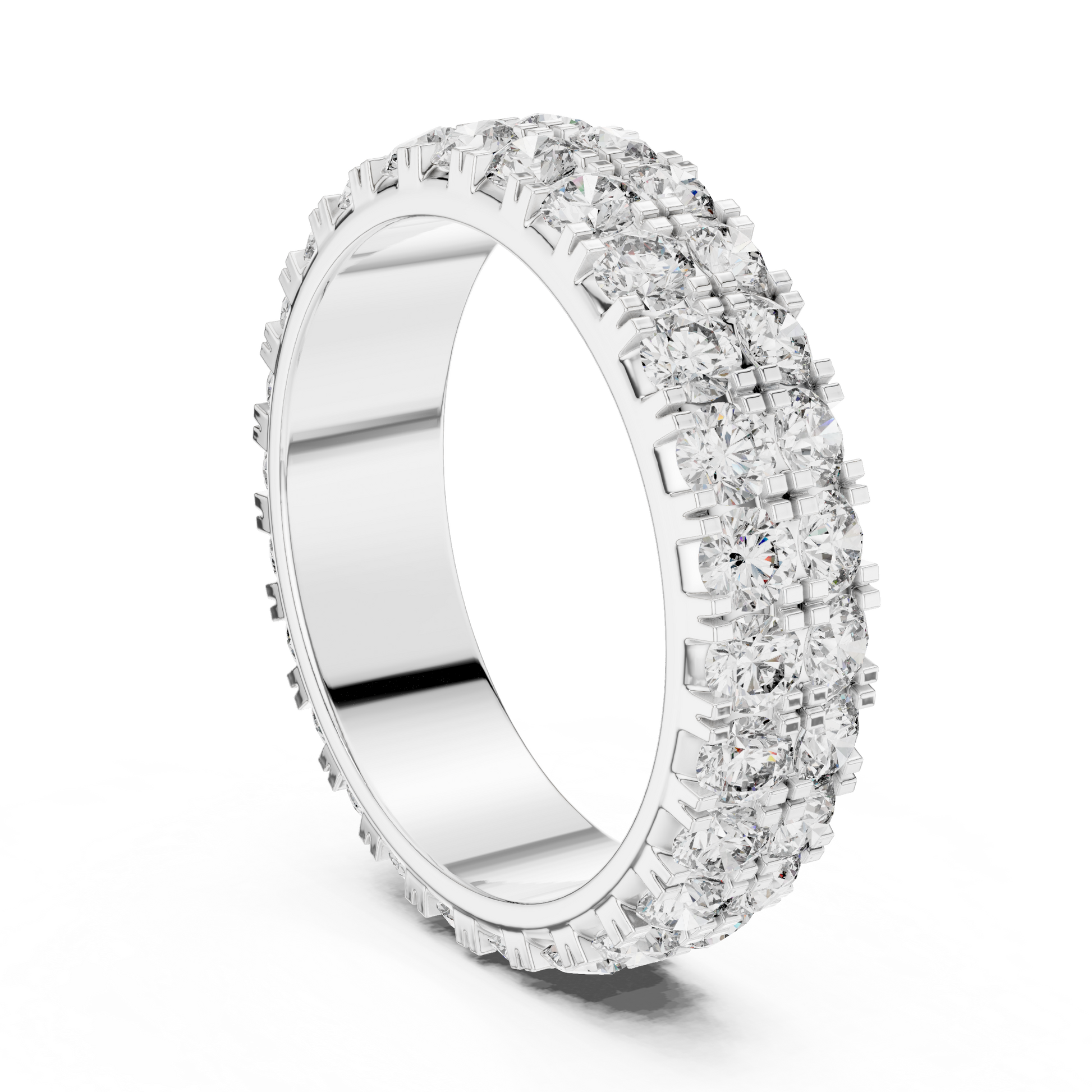 Round Cut Lab Grown Diamond Ring in Silver