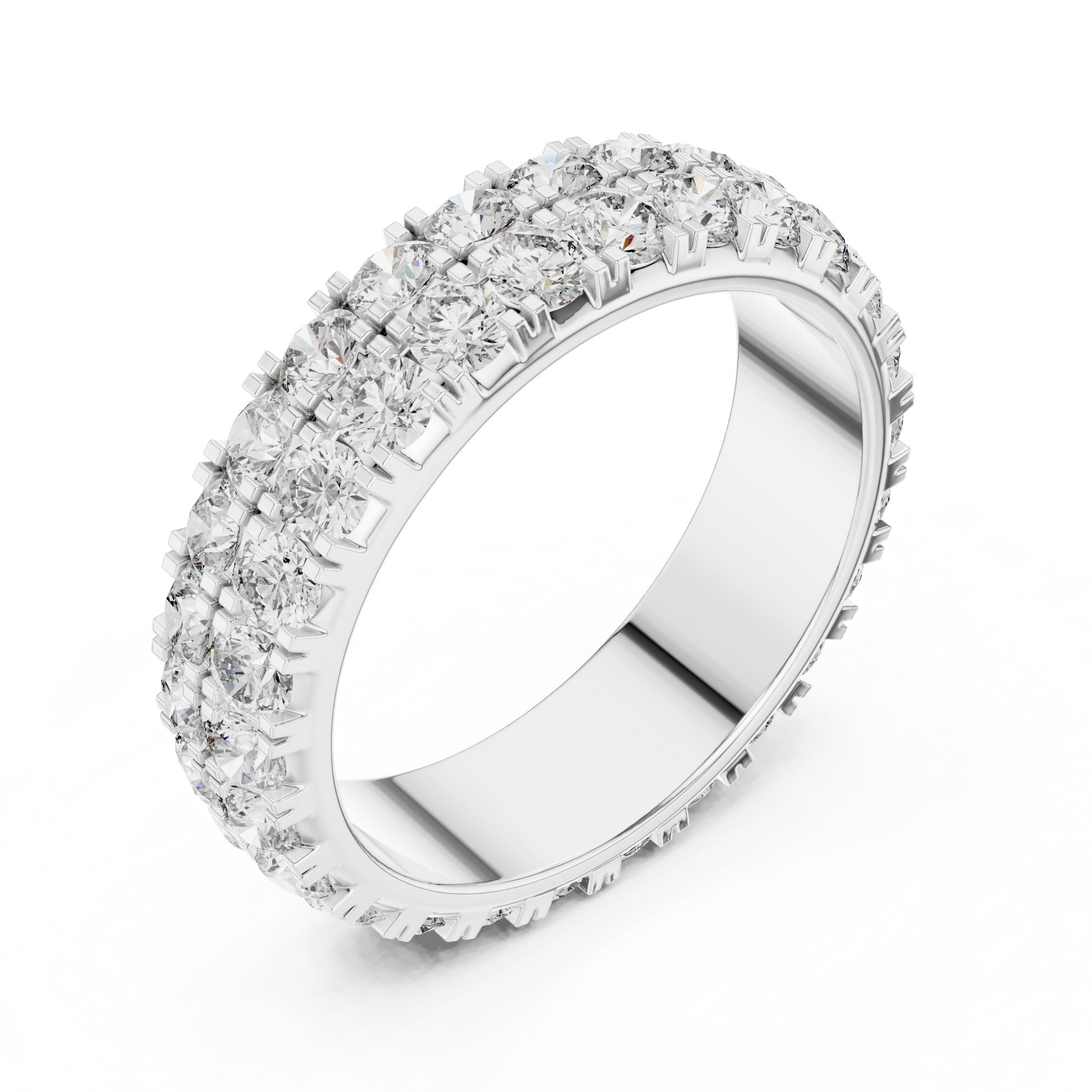 Round Cut Lab Grown Diamond Ring in Silver