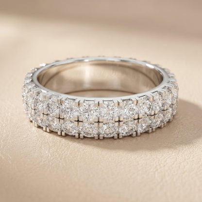 Round Cut Lab Grown Diamond Ring in White Gold