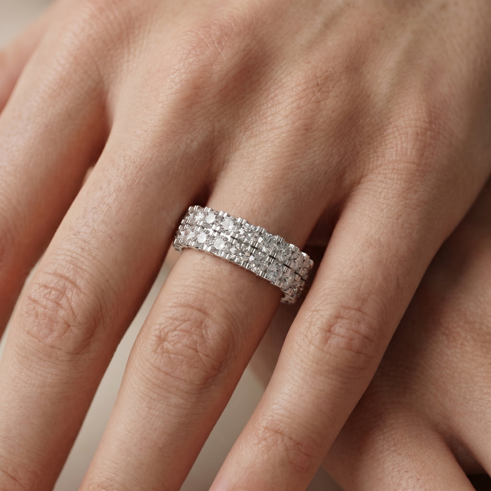 Round Cut Lab Grown Diamond Ring in Silver