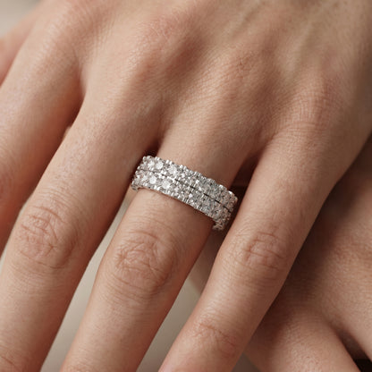 Round Cut Lab Grown Diamond Ring in Silver