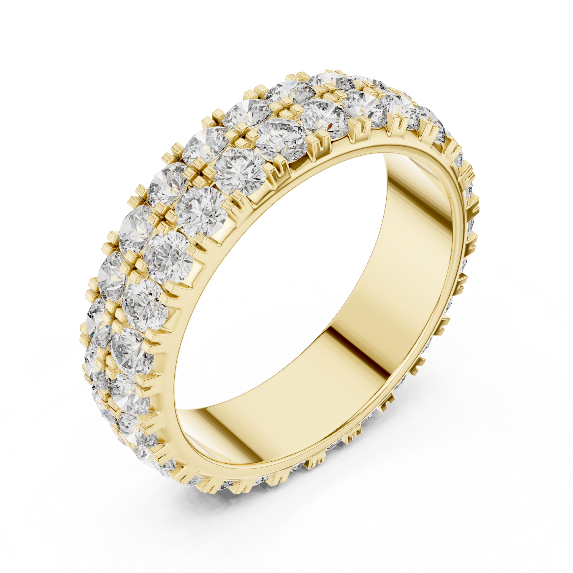 Round Cut Lab Grown Diamond Ring in Yellow Gold