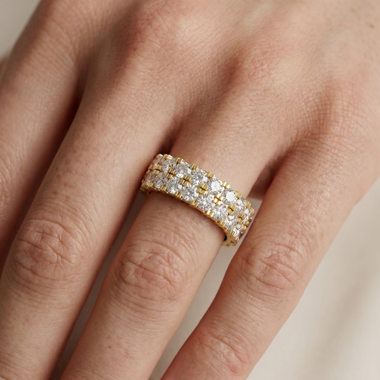 Round Cut Lab Grown Diamond Ring in Yellow Gold