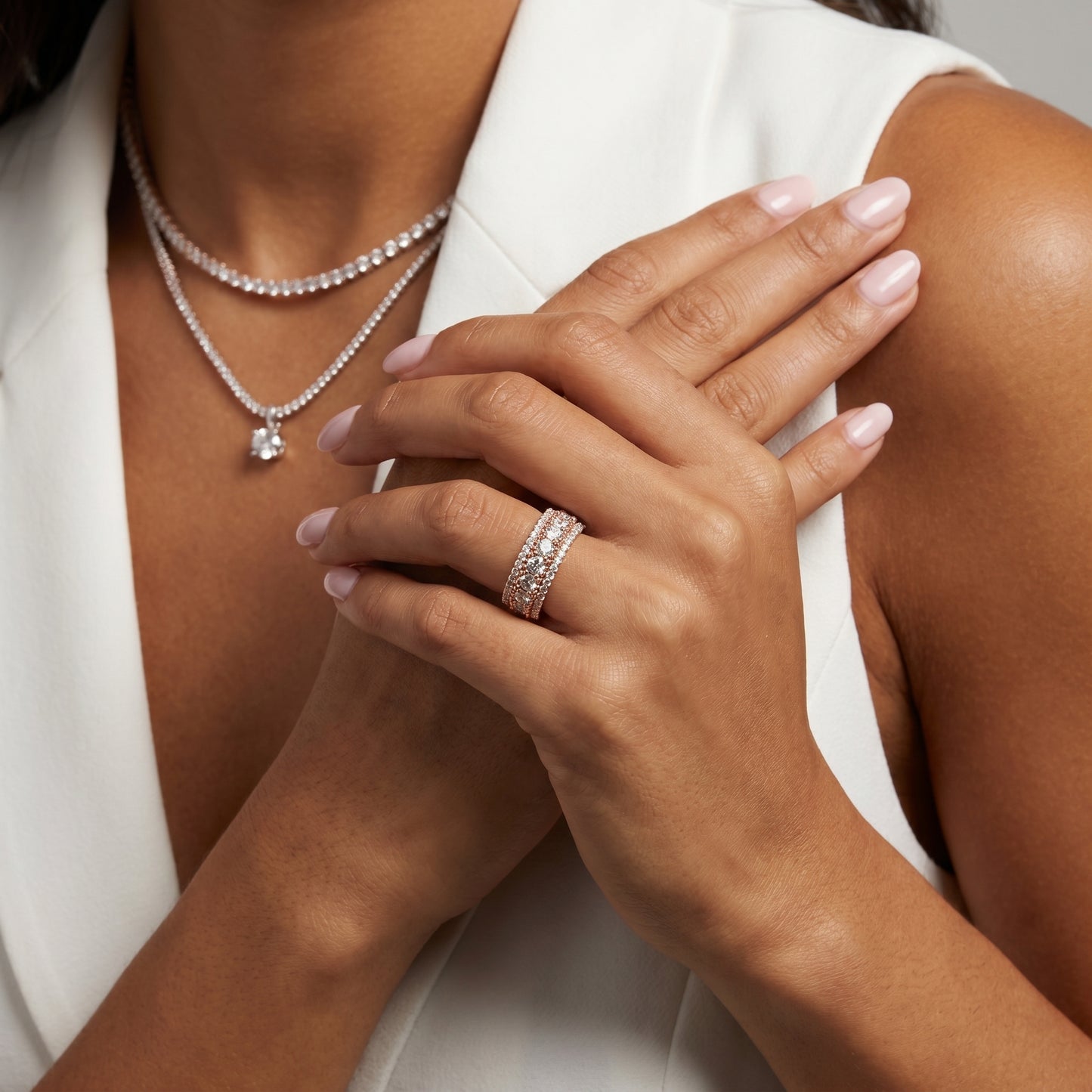 Round Cut Lab Grown Diamond Ring in Rose Gold