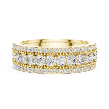Round Cut Lab Grown Diamond Ring in Yellow Gold