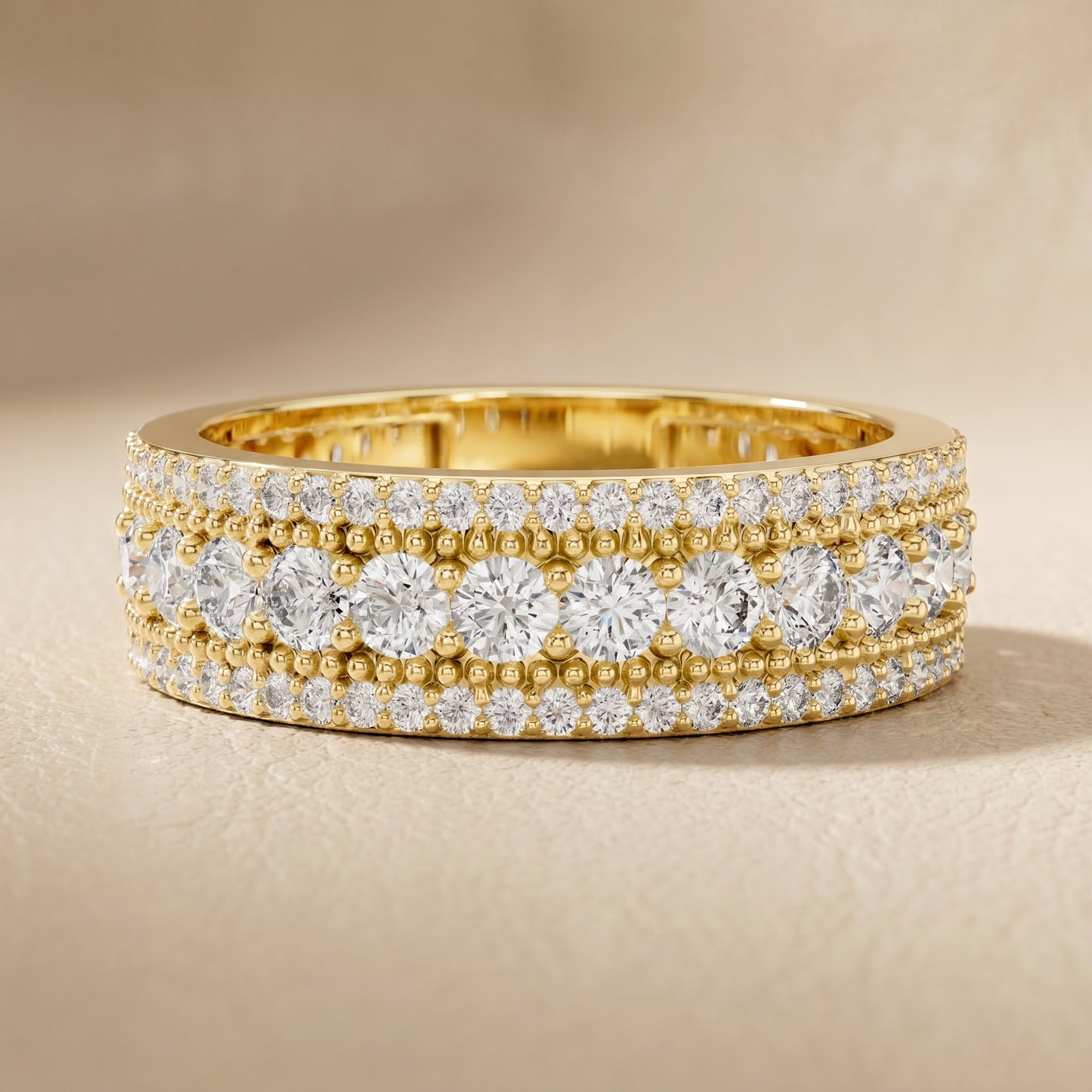 Round Cut Lab Grown Diamond Ring in Yellow Gold