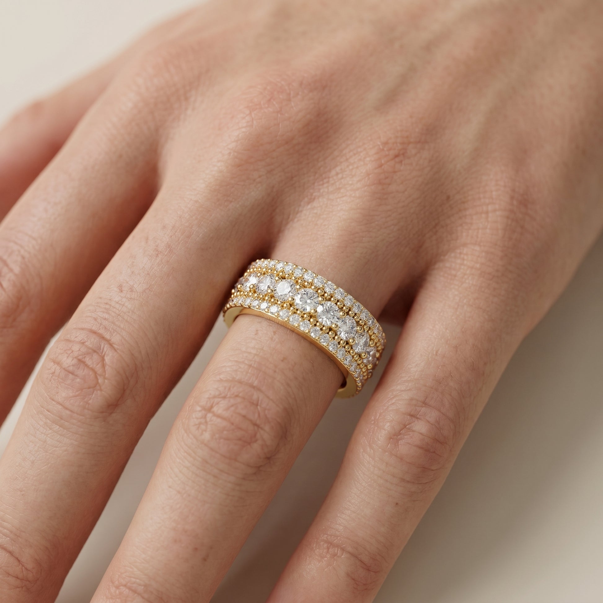 Round Cut Lab Grown Diamond Ring in Yellow Gold