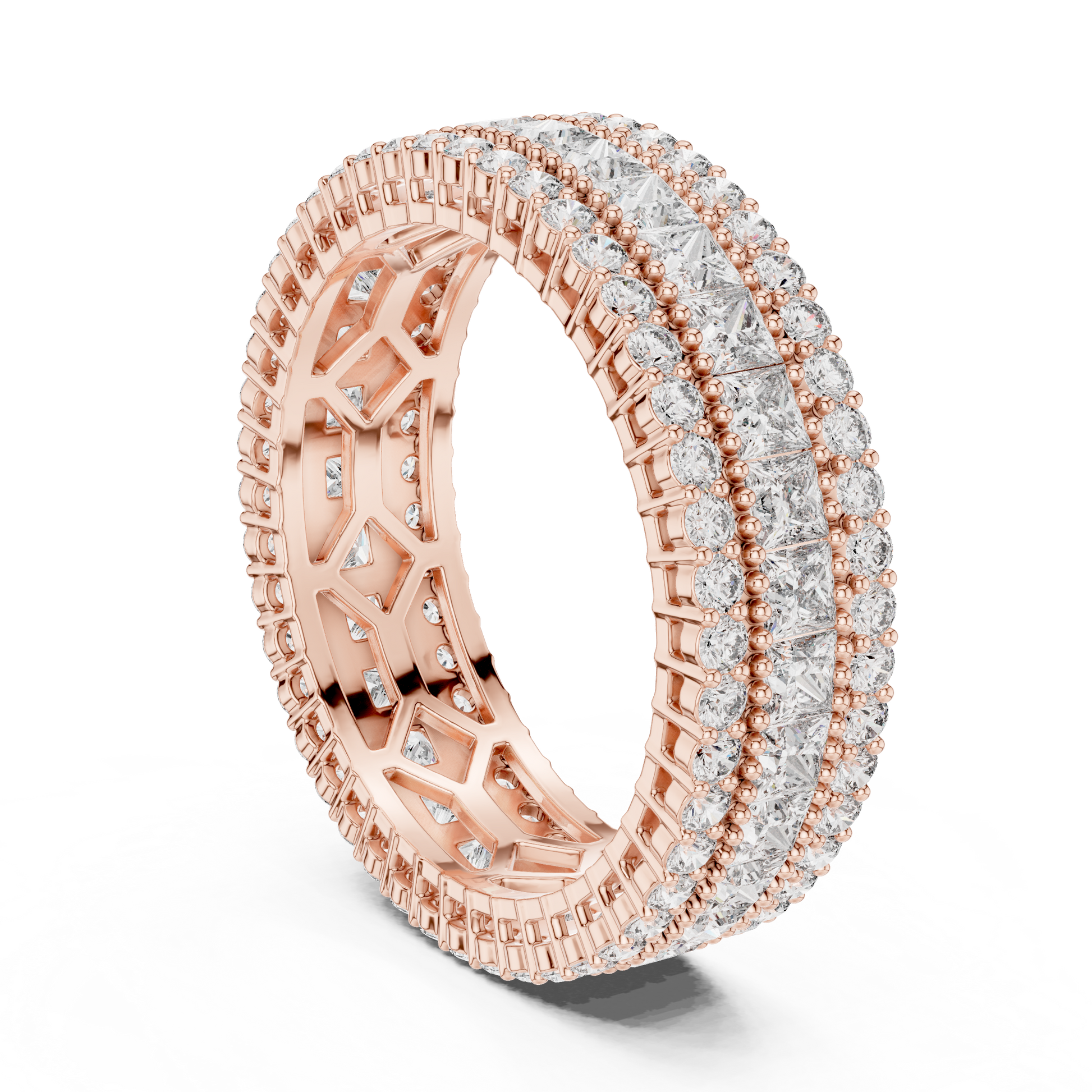 Princess Round Cut Lab Grown Diamond Ring in Rose Gold