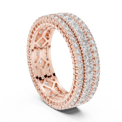 Princess Round Cut Lab Grown Diamond Ring in Rose Gold