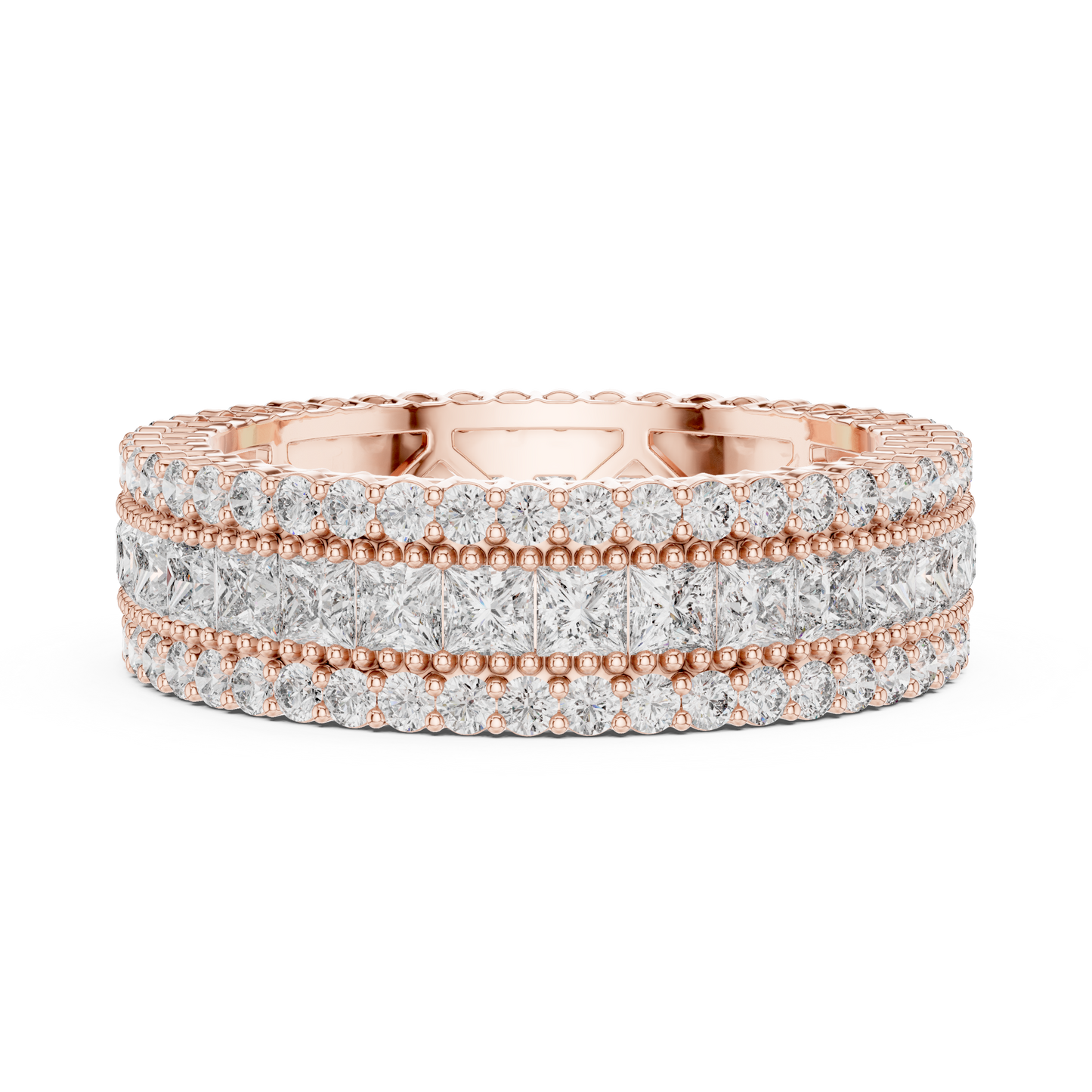 Princess Round Cut Lab Grown Diamond Ring in Rose Gold