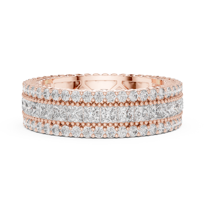 Princess Round Cut Lab Grown Diamond Ring in Rose Gold
