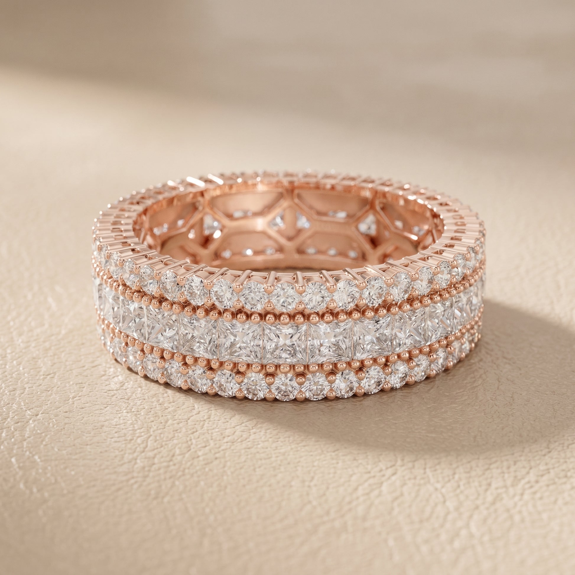 Princess Round Cut Lab Grown Diamond Ring in Rose Gold