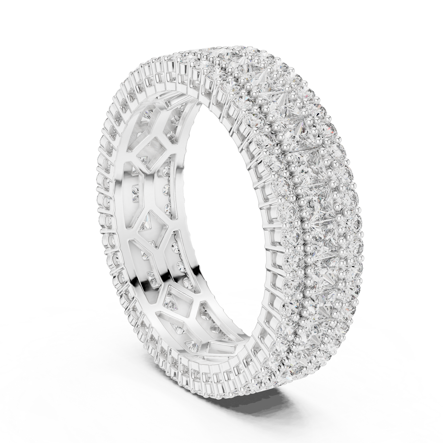 Princess Round Cut Lab Grown Diamond Ring in White Gold