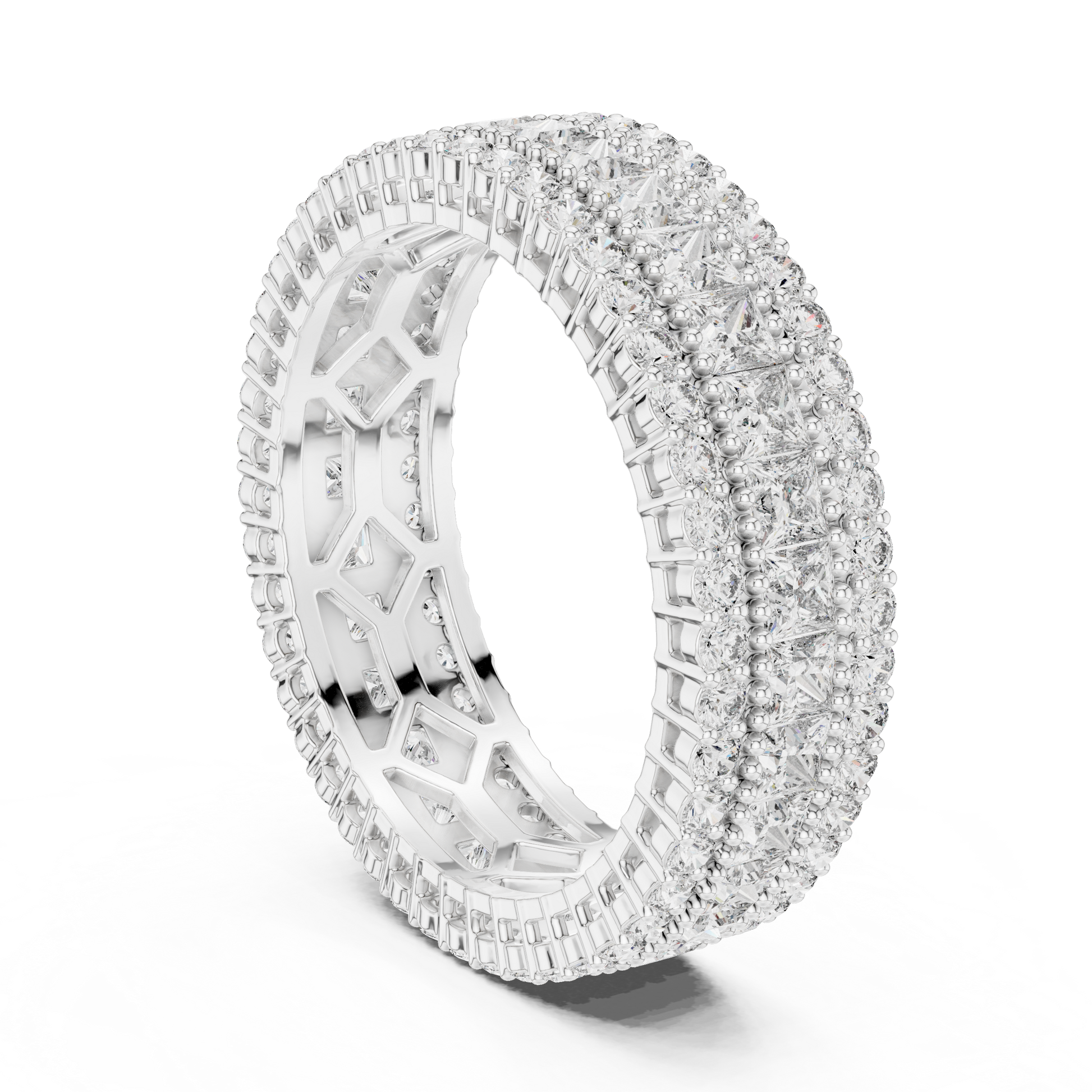 Princess Round Cut Lab Grown Diamond Ring in Silver