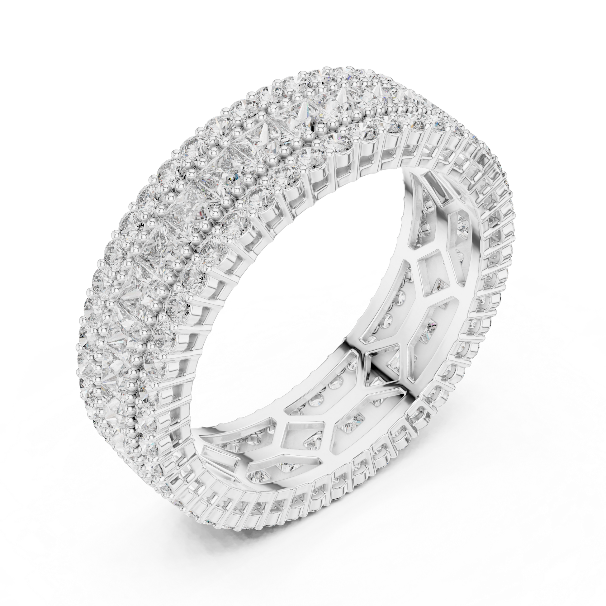 Princess Round Cut Lab Grown Diamond Ring in White Gold