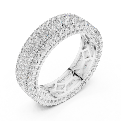 Princess Round Cut Lab Grown Diamond Ring in Silver