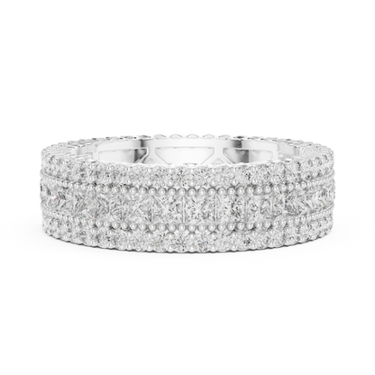 Princess Round Cut Lab Grown Diamond Ring in White Gold