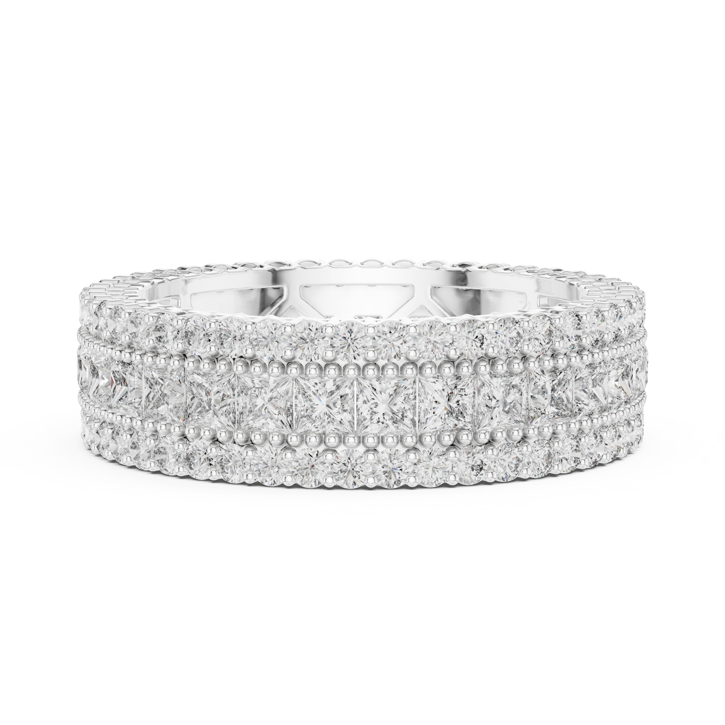 Princess Round Cut Lab Grown Diamond Ring in Silver