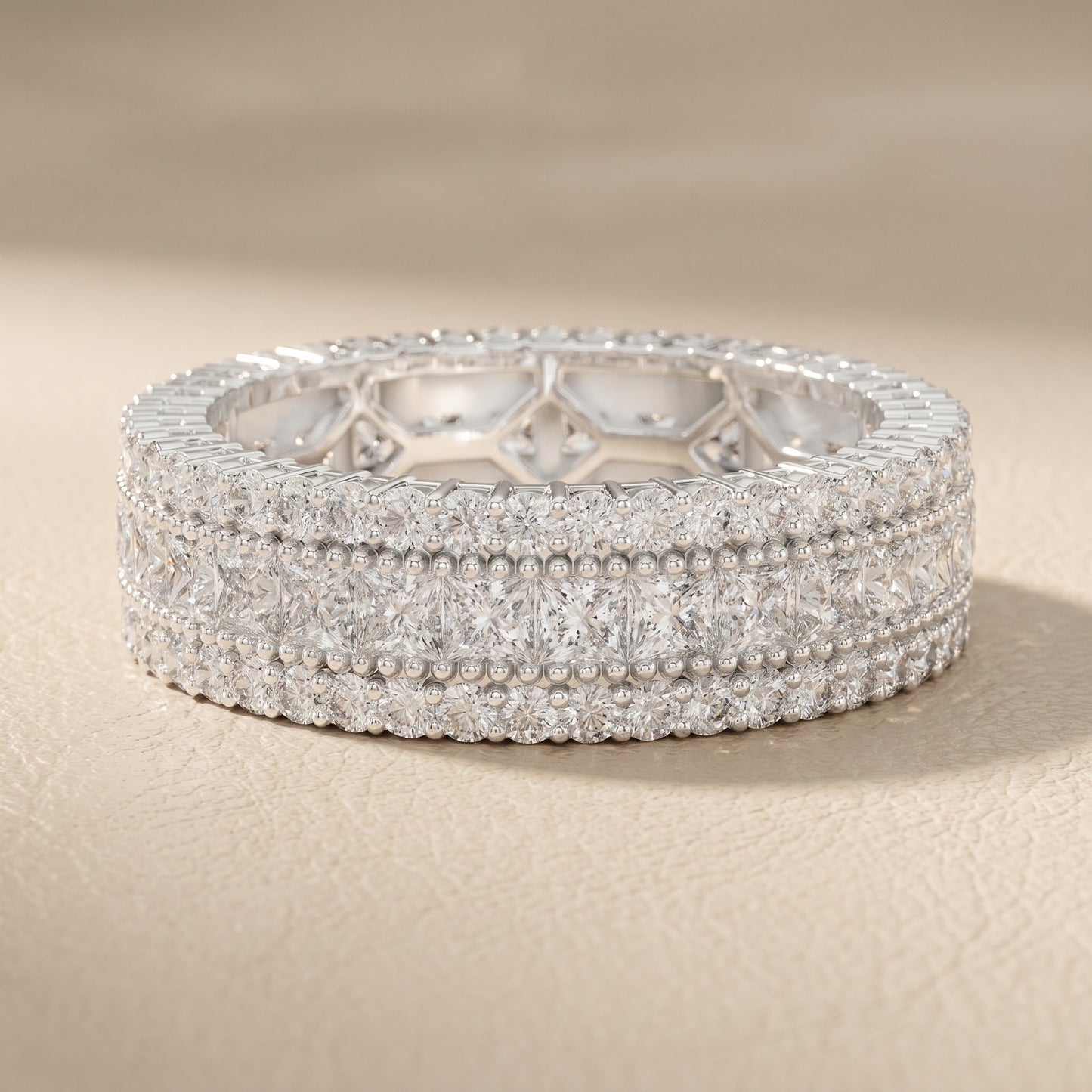 Princess Round Cut Lab Grown Diamond Ring in White Gold