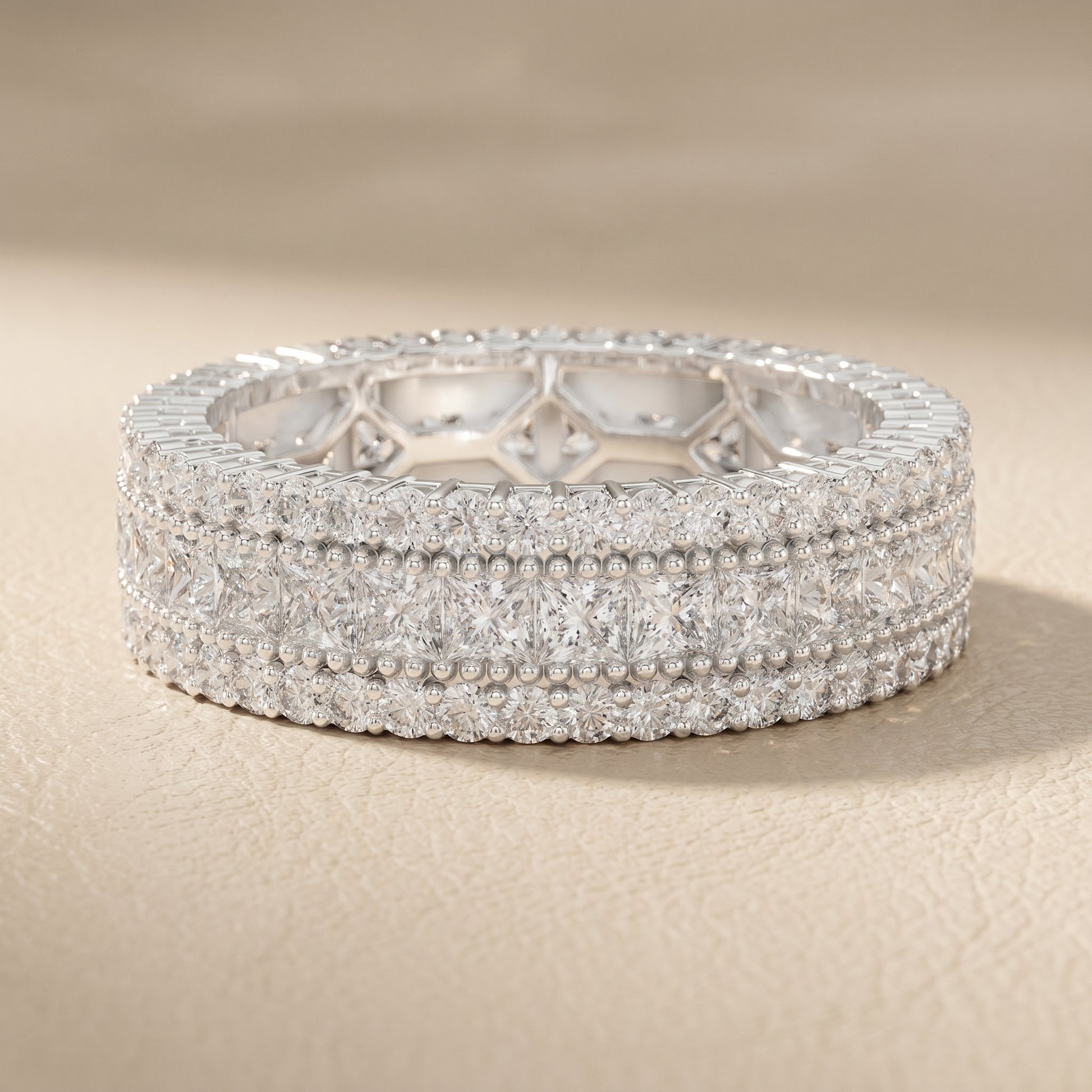 Princess Round Cut Lab Grown Diamond Ring in White Gold