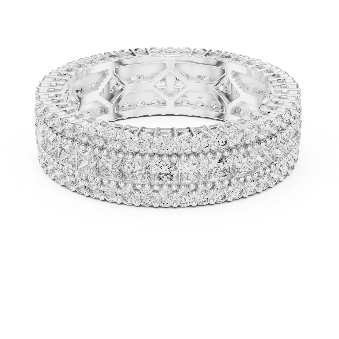 Princess Round Cut Lab Grown Diamond Ring in White Gold