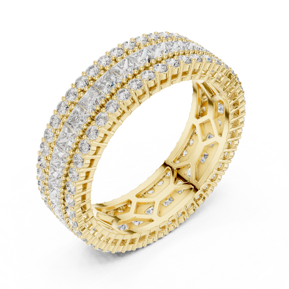 Princess Round Cut Lab Grown Diamond Ring in Yellow Gold