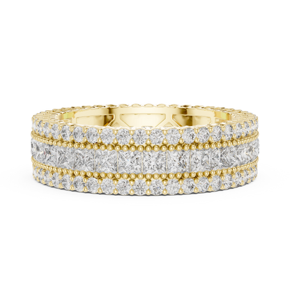 Princess Round Cut Lab Grown Diamond Ring in Yellow Gold