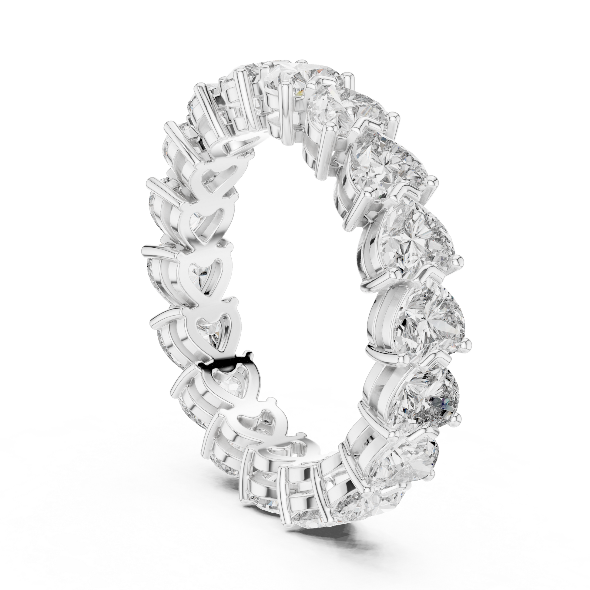 Heart Cut Lab Grown Diamond Ring in Silver