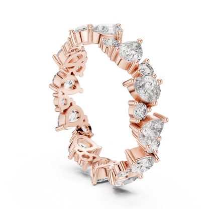 Pear Round Cut Lab Grown Diamond Ring in Rose Gold