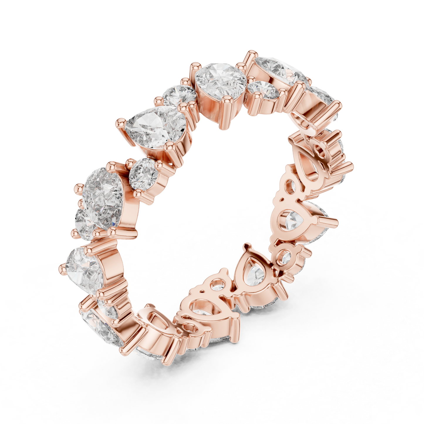 Pear Round Cut Lab Grown Diamond Ring in Rose Gold