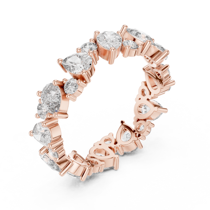 Pear Round Cut Lab Grown Diamond Ring in Rose Gold
