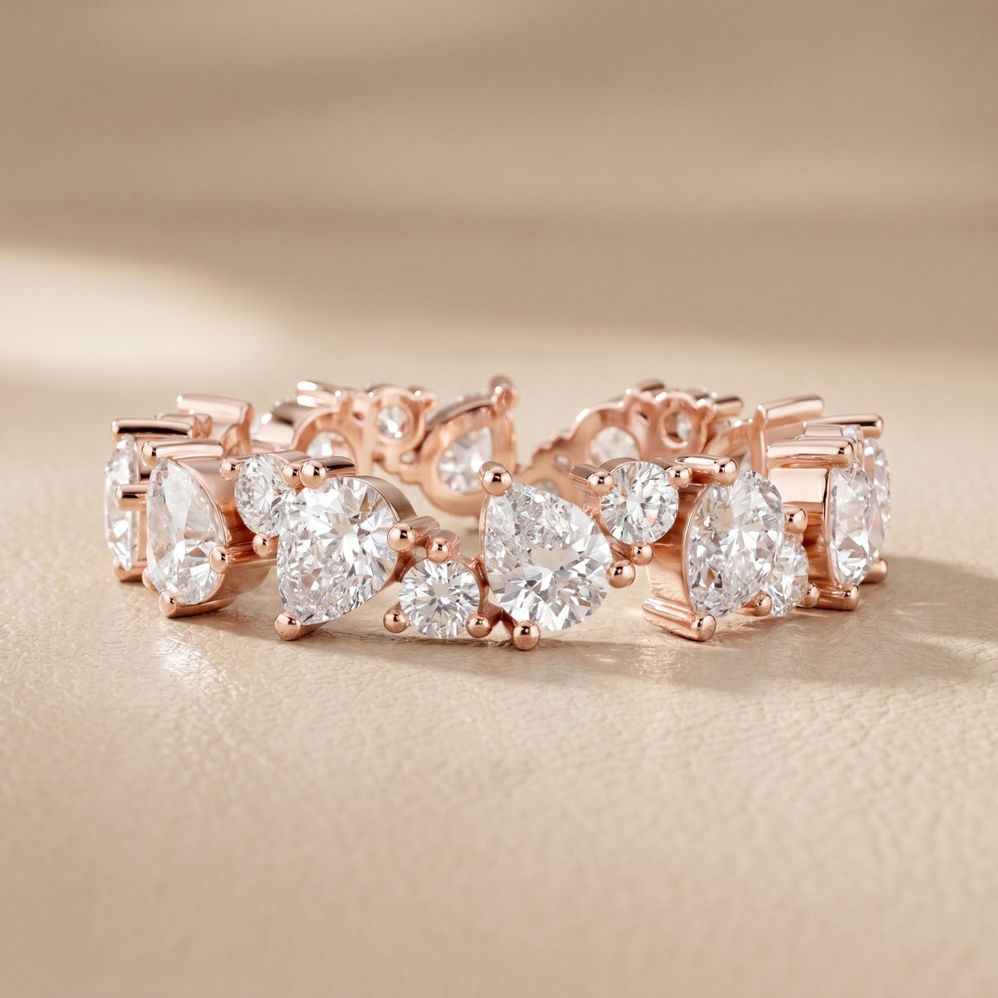 Pear Round Cut Lab Grown Diamond Ring in Rose Gold