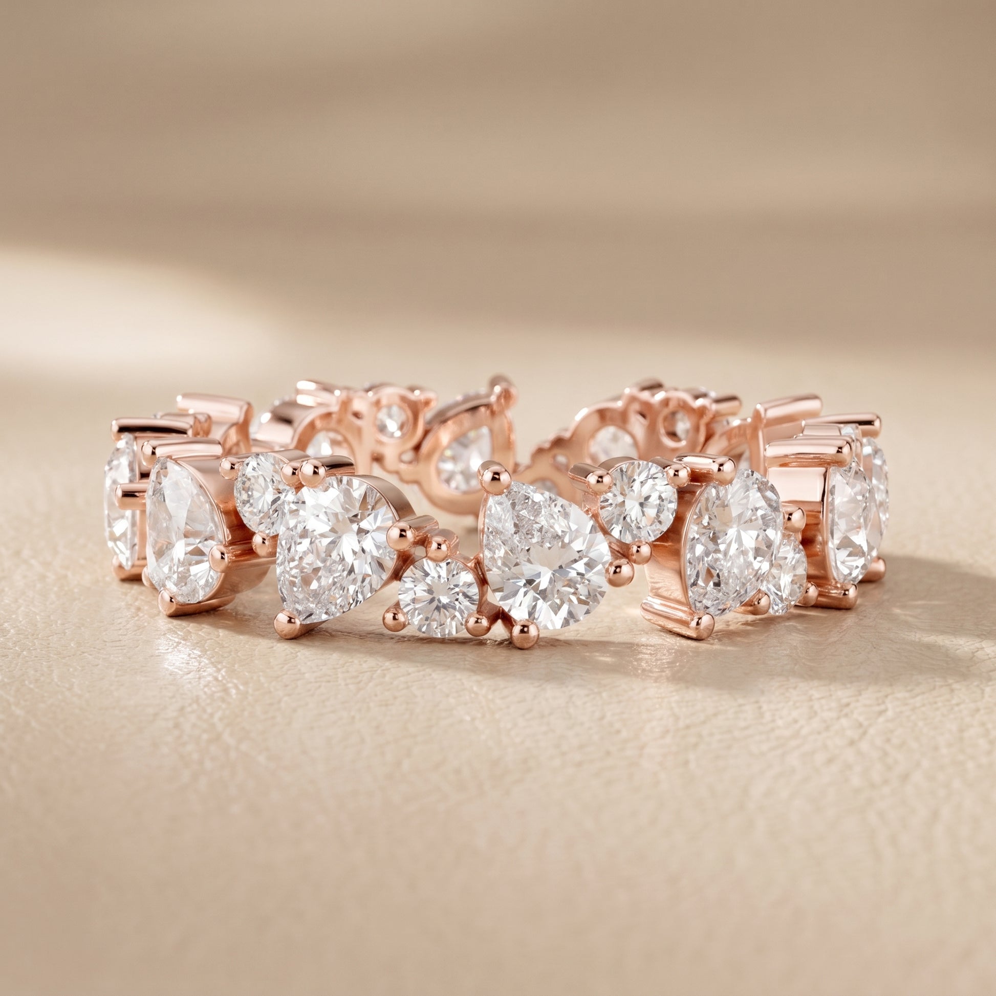 Pear Round Cut Lab Grown Diamond Ring in Rose Gold