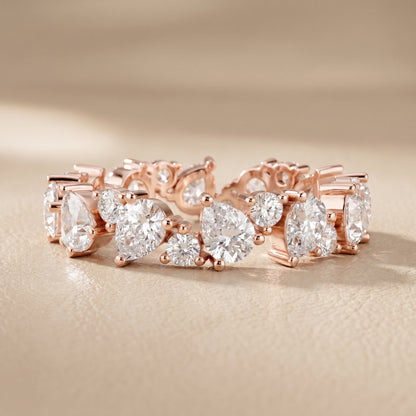 Pear Round Cut Lab Grown Diamond Ring in Rose Gold
