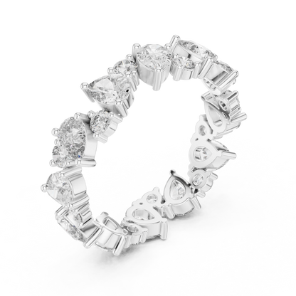 Pear Round Cut Lab Grown Diamond Ring in White Gold